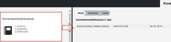 Jos tulos on viitearvoista poikkeava, näytetään rivi korostettuna. Kun tutkimuksen tai useita tutkimuksia valitsee, tulee käyttöön Kuittaa valitut painike, jolla tulokset voi merkitä nähdyksi.
