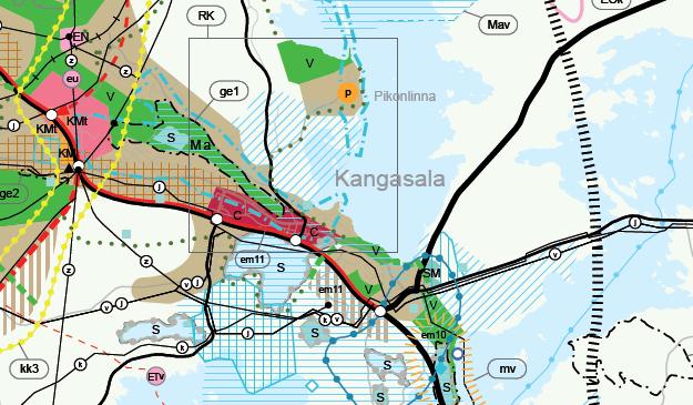 Suunnittelutilanne: valtakunnalliset alueidenkäyttötavoitteet, maakuntakaava ja kunnan kaavoitus Vääksyn osayleiskaava-alueen suunnitelman laatimista ja sisältöä ohjaavat kaavahierarkian mukaisesti