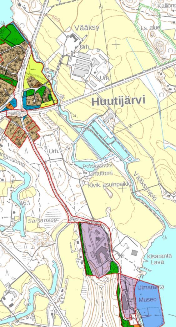 Asemakaavat Suunnittelualueen länsiosassa Ponsantien ja Sahalahdentien risteysalueella on voimassa Huutijärven rakennuskaava (hyväksytty 18.6.