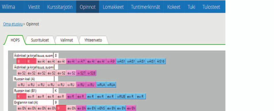 Kurssihuoneessa vasemmanpuoleinen valikko sisältää kurssin tärkeät osiot, kuten Tehtävättai Palautuskansion, johon tallennat tehtäväsi sähköisessä muodossa.