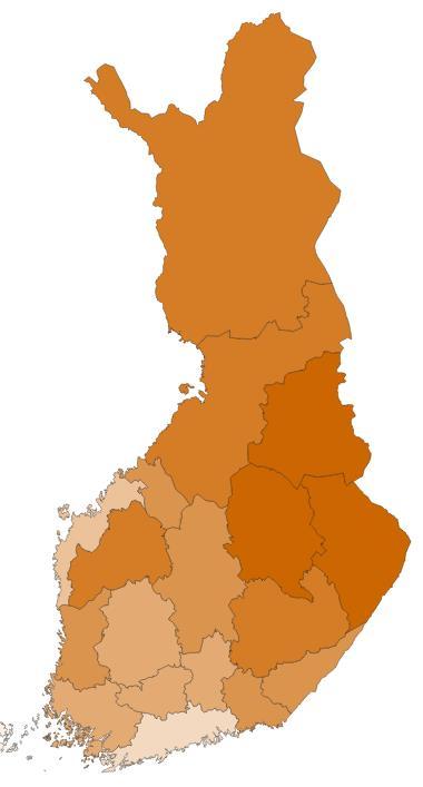 Kelan sairastavuusindeksi, ikävakioitu vuonna 2016 0 20 40 60 80 100 120 140 160 KOKO MAA