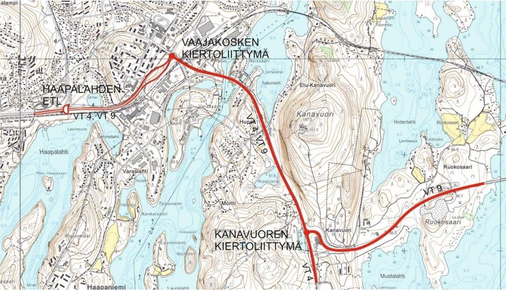 2 Hankkeen kuvaus 2.1 Kohteen sijainti ja merkitys Suunnittelualueeseen kuuluu valtatie 4 Jyväskylässä Vaajakosken taajaman kohdalla (kuva 2).