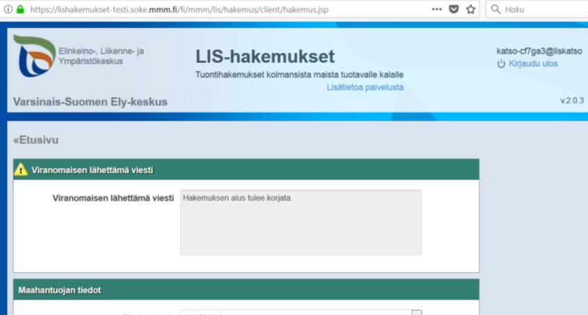 LIS-saalistdistusjärjestelmä 13 Sen jälkeen, kun ELY-keskus n hyväksynyt/hylännyt hakemuksen, se siirtyy näytöllä Käsitellyt hakemukset-tsikn alle.