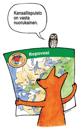 REPOVEDEN KULKIJAN MUISTILISTA Piirrokset: Tupu Vuorinen Repovesi-faktaa: vuodet ja numerot Kansallispuiston on perustettu vuonna 2003.