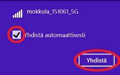 Salasana löytyy takaosan tarrasta (Salasana). Kirjoita salasana tarkalleen samalla tavalla, kuin se on takaosan tarrassa ja paina OK. Nyt voit aloittaa netin käytön.