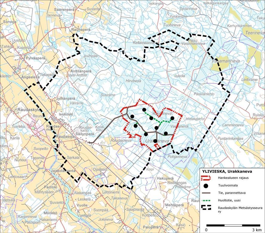 5.6 RIISTALAJISTO JA METSÄSTYS 5.6.1 ALUEEN METSÄSTYSSEURA Kaava-alue sijoittuu Raudaskylän Metsästysseura ry:n metsästysalueelle. Seuran toiminta alkoi vuonna 1960 Ylivieskan Raudaskylässä.