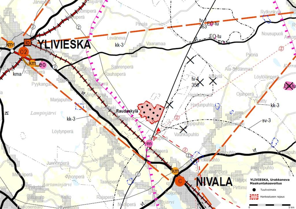 kaivosalueet, Oulun seudun liikenne ja maankäyttö, tuulivoima-alueiden tarkistukset, Vaalan ja Himangan kaavamerkintöjen tarkistukset ja muut maakuntakaavamerkintöjen päivitykset. 3.
