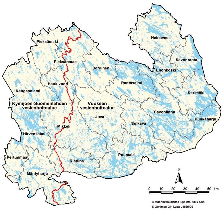 LIITE 2 Vesienhoito Etelä-Savossa Vesistöiltään rikas Etelä-Savo Etelä-Savon yksi keskeisimmistä ominaispiirteistä on vesistöjen suuri määrä ja pintaala.