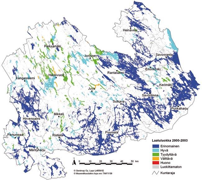 Puruvesi, Enonvesi-Pyyvesi ja Luonteri. Saimaan altaat muodostavat lähes 80 % Etelä-Savon vesialasta. Kymijoen vesistöalueen suurjärviä ovat Puula ja Kyyvesi.