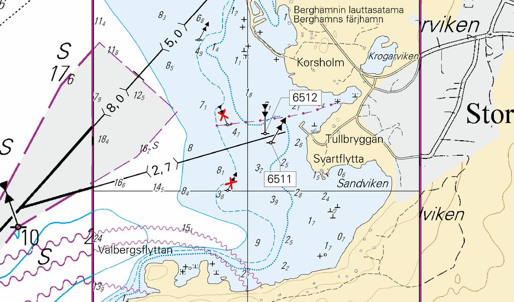 3 Kuva viitteeksi, karttaotteet ei merikartan mittakaavassa / Bild för referens, kortutdrag inte i sjökortets skala / Image for reference, chart extracts not to scale of chart ( FTA, Turku/Åbo 2017 )