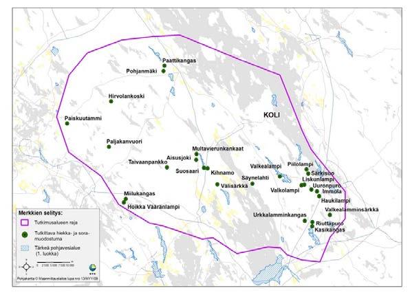 GEOLOGIAN TUTKIMUSKESKUS Raportti 6 (72) Kuva 1. Tutkimuksen kohteet.