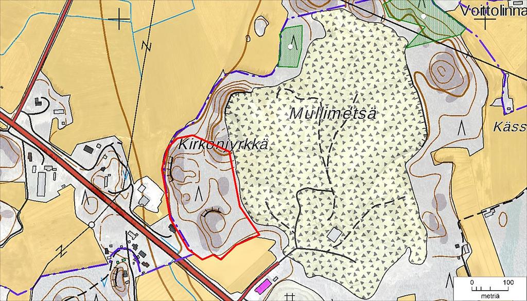 puustoa. Sippaanmäen alikulun kohdalla on liito-oravalle sopiva kulkuyhteys. Kuva 6.