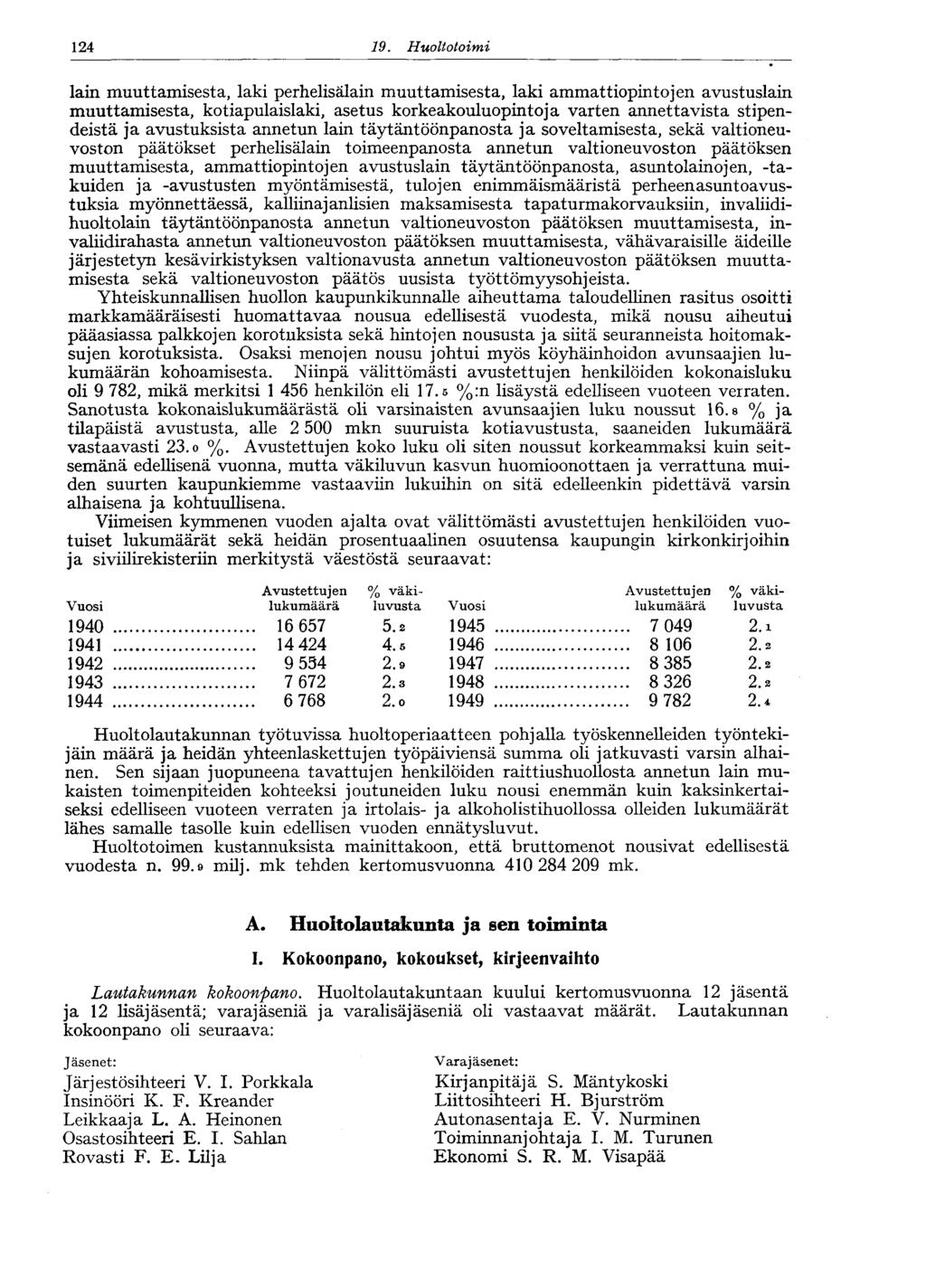 24 9. Huoltotoimi lain muuttamisesta, laki perhelisälain muuttamisesta, laki ammattiopintojen avustuslain muuttamisesta, kotiapulaislaki, asetus korkeakouluopintoja varten annettavista stipendeistä