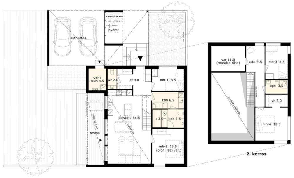 C9 MYYTY 125,5m² 5h + k Myyntihinta: 77 600 Velaton: 263 600 Korkea olohuone tuo upeaa avaruutta tähän kotiin.