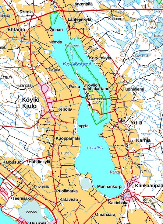 Köyliönjärvi (Säkylä) Pinta-ala 12,5 km² Keskisyvyys 2,6 m, suurin