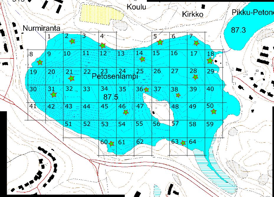 1 Petosenlampi (04.272.1.090) Petosenlammen pinta-ala on n. 21 ha, keskisyvyys 4,9 m ja suurin syvyys 13 m. (Lampi- ja lahtikortit 2014). Petosenlammen tilavuus on 990 10³ m³.