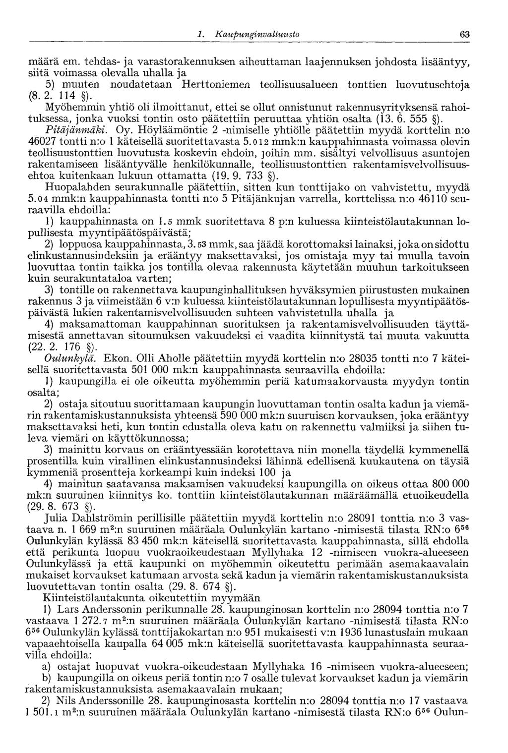 '63 1. Kaupunginva Ituusto määrä em.