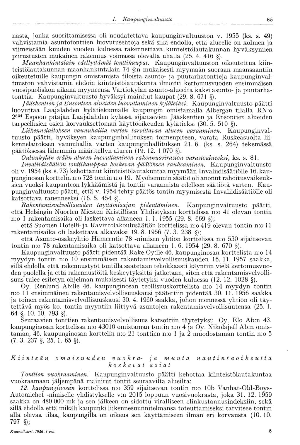'65 1. Kaupunginva Ituusto nasta, jonka su