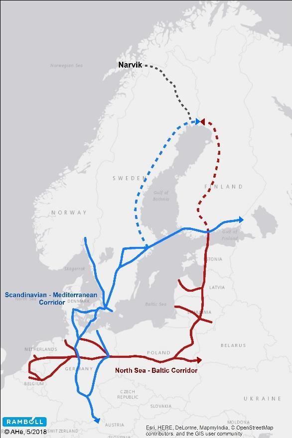 Euroopan laajuisen liikenneverkon ydinverkkokäytävien laajennus Euroopan laajuinen liikenneverkko (TEN-T-verkko) on kaksitasoinen liikenneverkko, joka muodostuu ydinverkosta ja kattavasta verkosta.