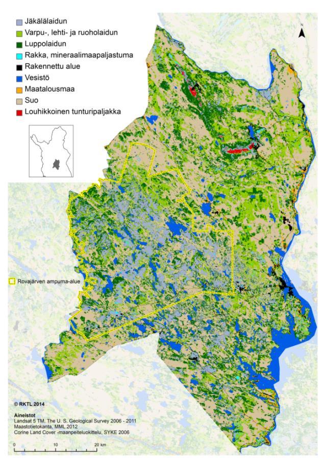 sijaitsee Rovajärven ampuma-alueen sisällä Pyhä-Kallion paliskunnan jäkälä- ja luppolaidunalueet sekä kevät-