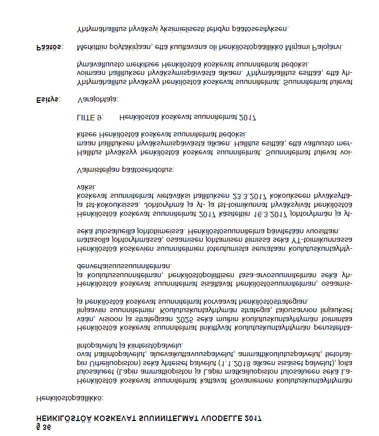 Sivu 20 10 HENKILÖSTÖÄ KOSKEVAT SUUNNITELMAT VUODELLE 2017 -------------- Hallitus 23.3.2017 36: ------------- Yhtymävaltuusto 31.5.