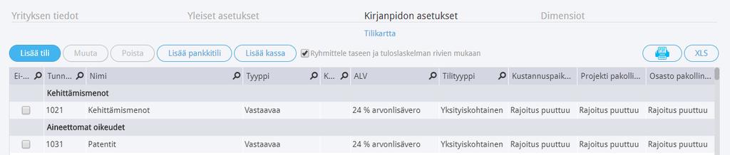 Kassan kirjanpitotilin numero on 1900, seuraavan lisäämäsi kassan kirjanpitotiliksi tulee 1901 jne.