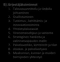 Lasten ja perheiden palvelut 7. Ikäihmisten ja vammaisten palvelut 8. Päihde- ja mielenterveysasiakkaiden palvelut sekä työikäisten sosiaalipalvelut B) Järjestäjätoiminnot 1.