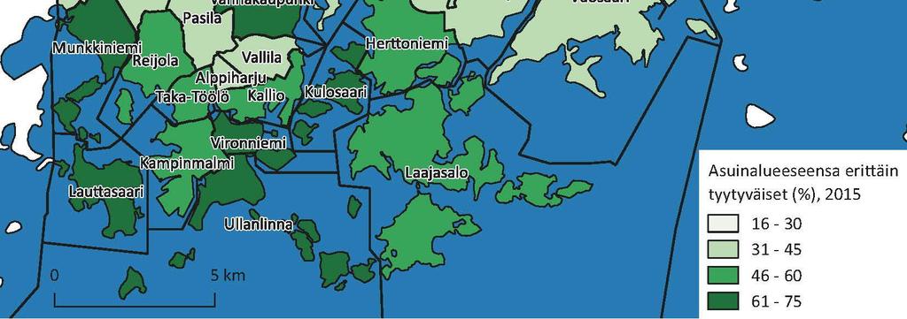 Helsingissä erittäin tyytyväisiä 46% vuonna 2015 Ajallisen