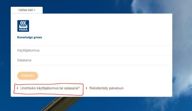 Jos olet jo rekisteröitynyt, mutta et muista salasanaa Mene oppimisympäristön kirjautumissivulle https://yara.community.gimletlms.