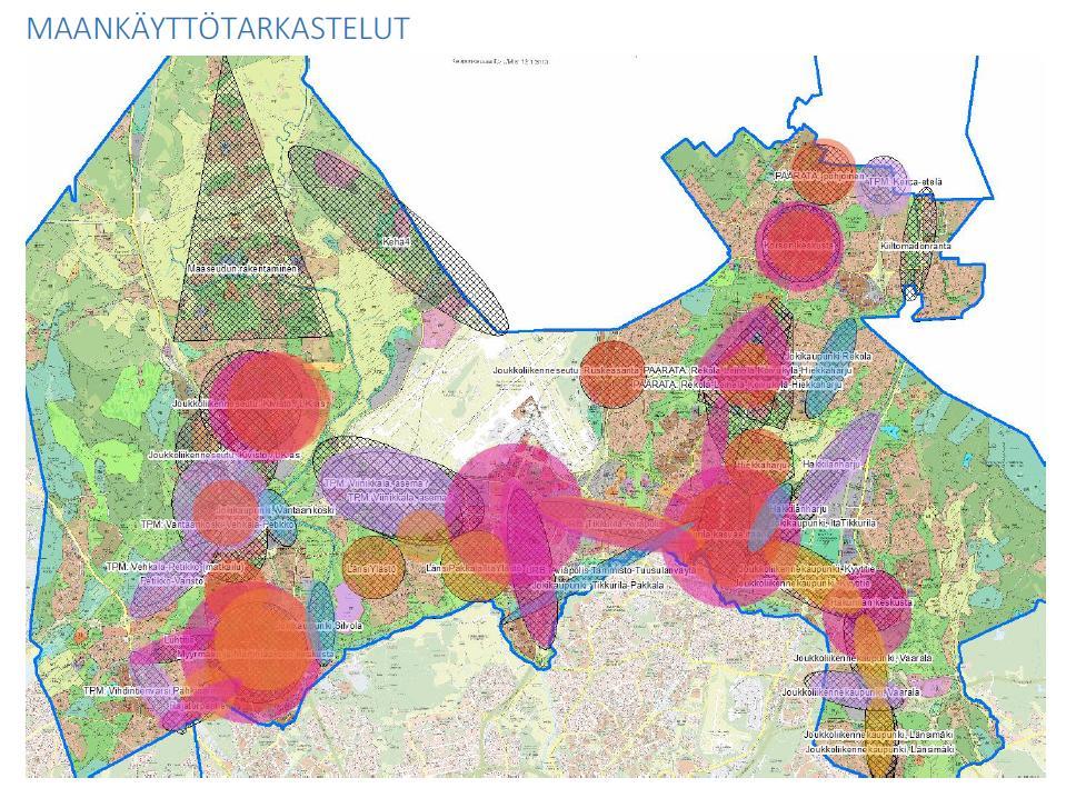 Työ jatkuu luonnoksen valmistelulla: maankäyttötarkastelut Yhteistyössä asemakaavoituksen ja alueiden suunnittelijoiden kanssa tehdään keskeisistä muutosalueista maankäyttösuunnitelmat.