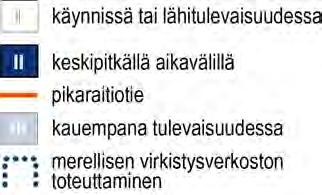 SUUNNITTELUN TOINEN VAIHE ensimmäisen vaiheen suunnittelu valmis tai valmistumassa suunnittelu käynnissä tai käynnistymässä pikaraitiotie suunnittelu kolmannessa vaiheessa merellisen alueen