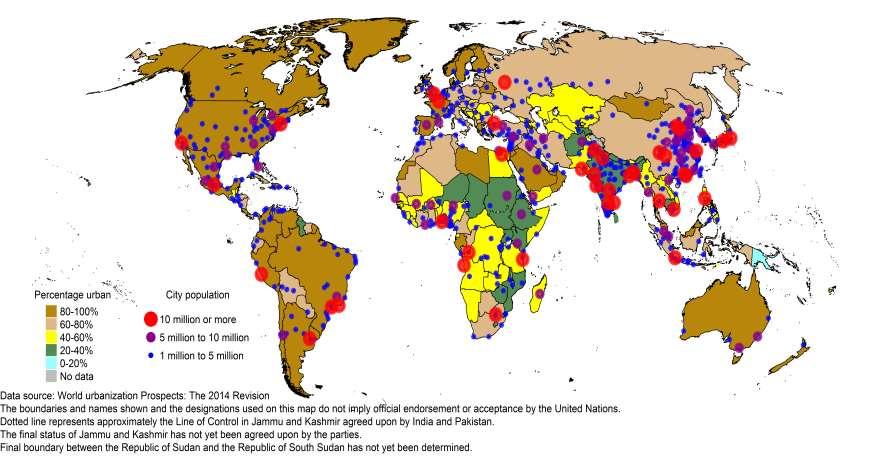 Kaupungistuminen 2030 Lähde: The World