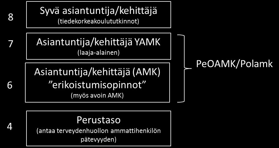 90 op/ 1 vuosi AMK 210 op/ 3, 5 vuotta 180 osaamispistettä/ 3 vuotta Kuva 2.