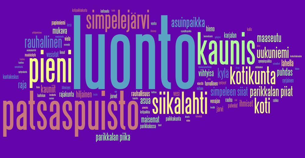 Parikkalan brändi ja imago Mitä sinulle tulee ensimmäisenä mieleen Parikkalasta? 20 Tutkimuksen avointen kysymysten vastaukset on tiivistetty ns. sanapilveksi.