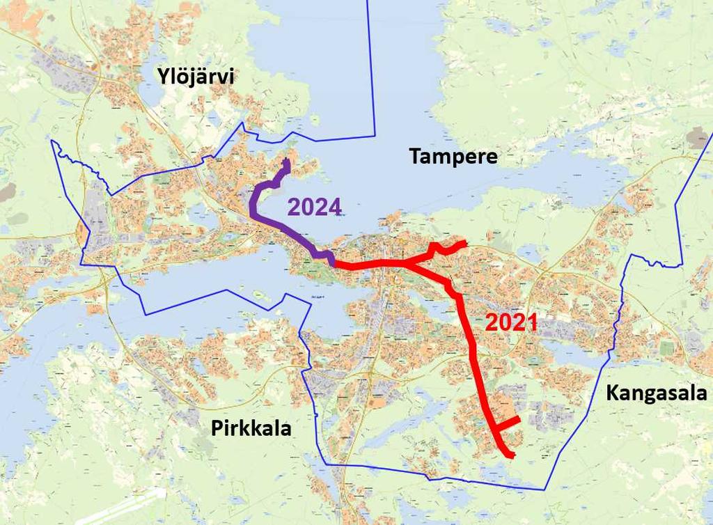 RAITIOTIEN JATKOLINJAT Valtion ja Tampereen kaupunkiseudun kuntien välisessä maankäytön, asumisen ja liikenteen MAL-sopimuksessa 2016 2019 on kirjattu: Tampereen raitiotie on yhdyskuntarakenteen