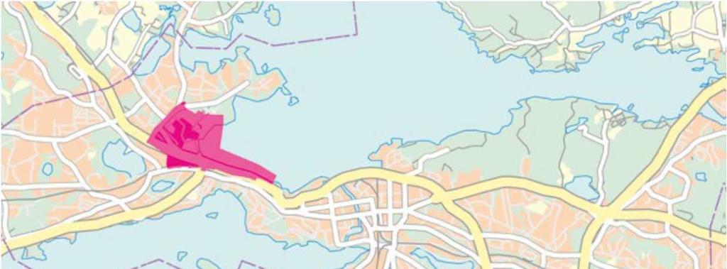 HIEDANRANTA sijaitsee 4 km keskustasta länteen alueen koko 115 hehtaaria (maa-alue) suunnittelualueella kaupungin