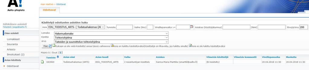 3.2 Tutkinto hyväksyttävissä (vaihe 3) 1. Kirjaudu Aalto-tunnuksilla eageen osoitteessa eage.aalto.fi 2.