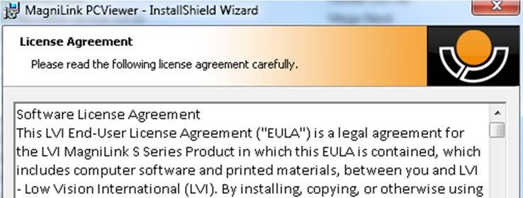 Valitse Welcome to the InstallShield Wizard for LVI PCViewer -