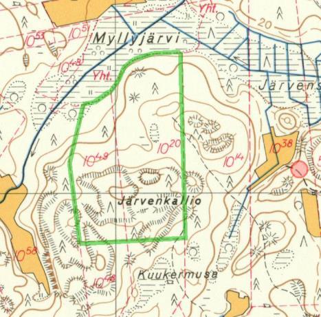 1875 ja oikealla ote peruskartasta v.1967.