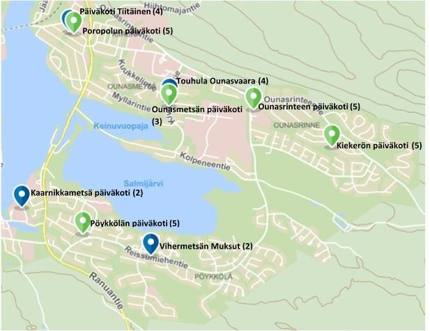 23 (63) Poropolun päiväkoti 5 Päiväkodin peruskorjaus- ja muutostyöt loka2017-huhti2018. Päiväkodissa myös varhaiskasvatuskerhotoimintaa. Taulukko 21.