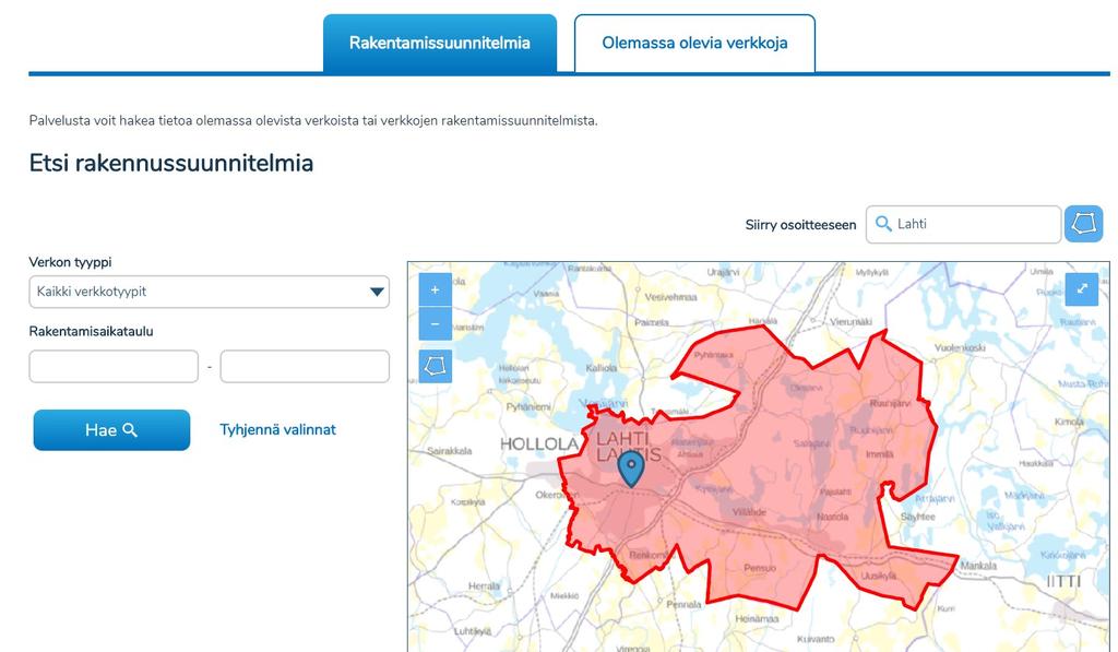 6 3 Verkkotietojen ja rakennushankkeiden hakeminen 3.