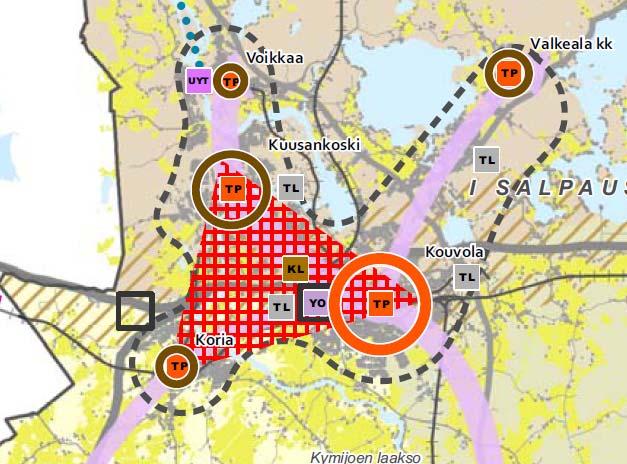 tehokas maankäyttö ja keskusta-asuminen palveluiden saavutettavuus eri kulkumuodoilla yksityisen ja julkisen liikenteen matkaketjujen jouhevuus korkeatasoinen julkinen kaupunkitila erikoiskaupan