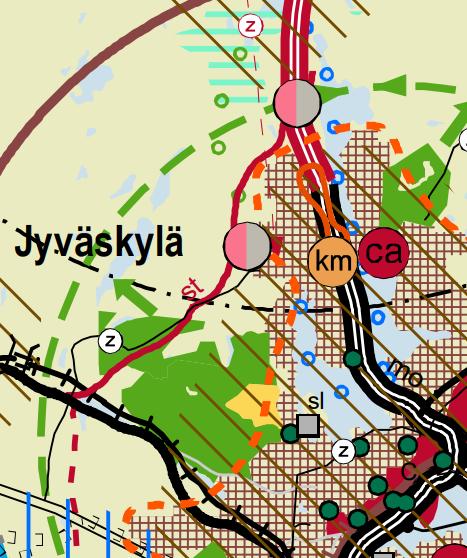 2. Suunnittelun tavoitteet Lähtökohtana osayleiskaavaratkaisun laatimiselle on mittakaavaan 1:50 000 laadittu ja kartografiselta esitystavaltaan yleispiirteinen Jyväskylän kaupungin yleiskaava (2014).