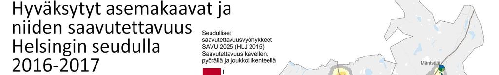 palvelut ja työpaikat saavutettavissa vähintään melko tiheällä joukkoliikenneyhteydellä, vähintään puolet matkoista kestävillä