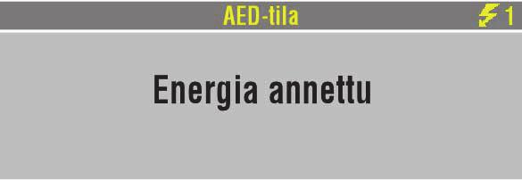 PURKAA. Kun -painiketta on painettu, näyttöön tulee viesti ENERGIA ANNETTU, mikä ilmaisee, että energian siirto on onnistunut.