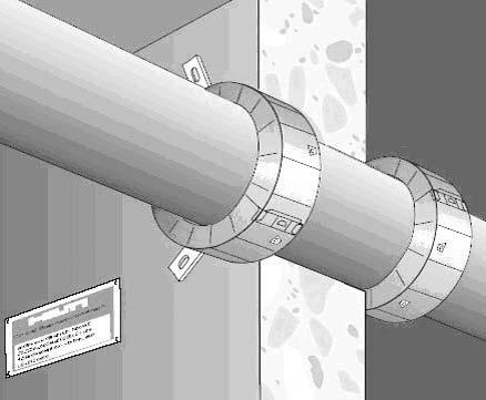 8.7 Palomansetin asentaminen Viemärien osastoivien rakenteiden läpivienneissä voidaan käyttää myös palomansetteja.