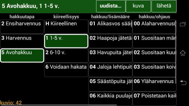 7.2 Hakkuuehdotuksen syöttäminen KUVA 13: HAKKUUEHDOTUSTEN SYÖTTÄMINEN - Pakolliset kentät: hakkuutapa & kiireellisyys.
