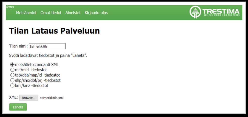 2 Kuviorajojen lataaminen Trestima -pilvipalveluun 1. Kirjaudu sisälle Trestima pilvipalveluun omilla tunnuksillasi osoitteessa: www.trestima.com -> Asiakkaat -> Kirjautuminen 2.