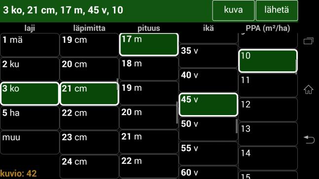- Pakolliset kentät: laji + yksi arvo.