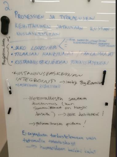 Jo budjettivaiheessa Prosessien ja työkalujen kehittäminen jatkuvaan kustannuslaskentaan Jako lohkoihin (esim.
